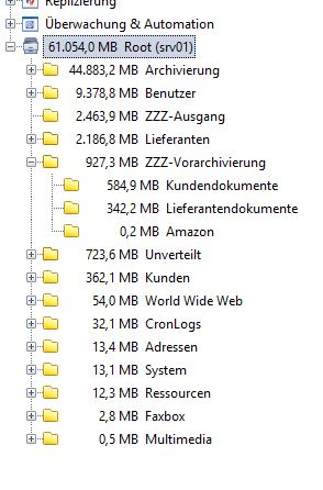 Wie viel Speicherplatz belegt mein David Server?