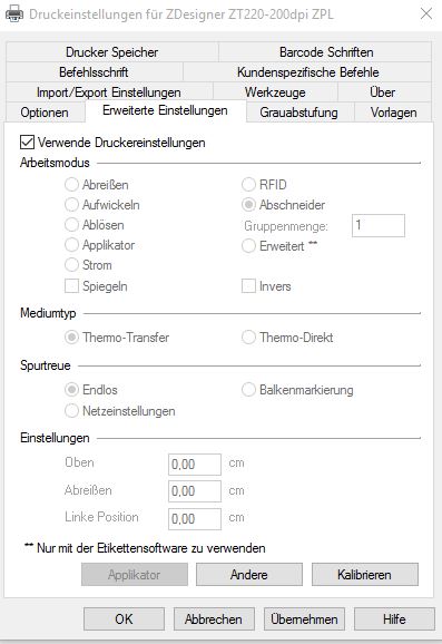 Drucken mit Endlospapier auf einem Zebra Drucker - Thermotransfer und Zebra-Designer